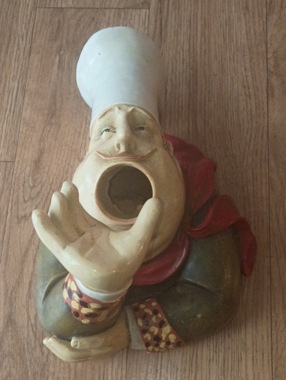 Rare Vintage Jennifer Garant Resin Fat Chef Wine Bottle Holder Figurine - Signed